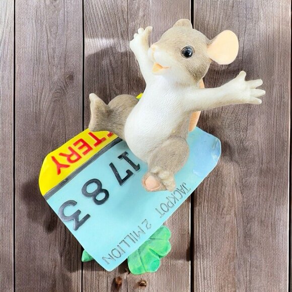 Charming Tails Fitz And Floyd Figurine Resin Whimsical Jackpot Mouse Figure - Picture 1 of 10